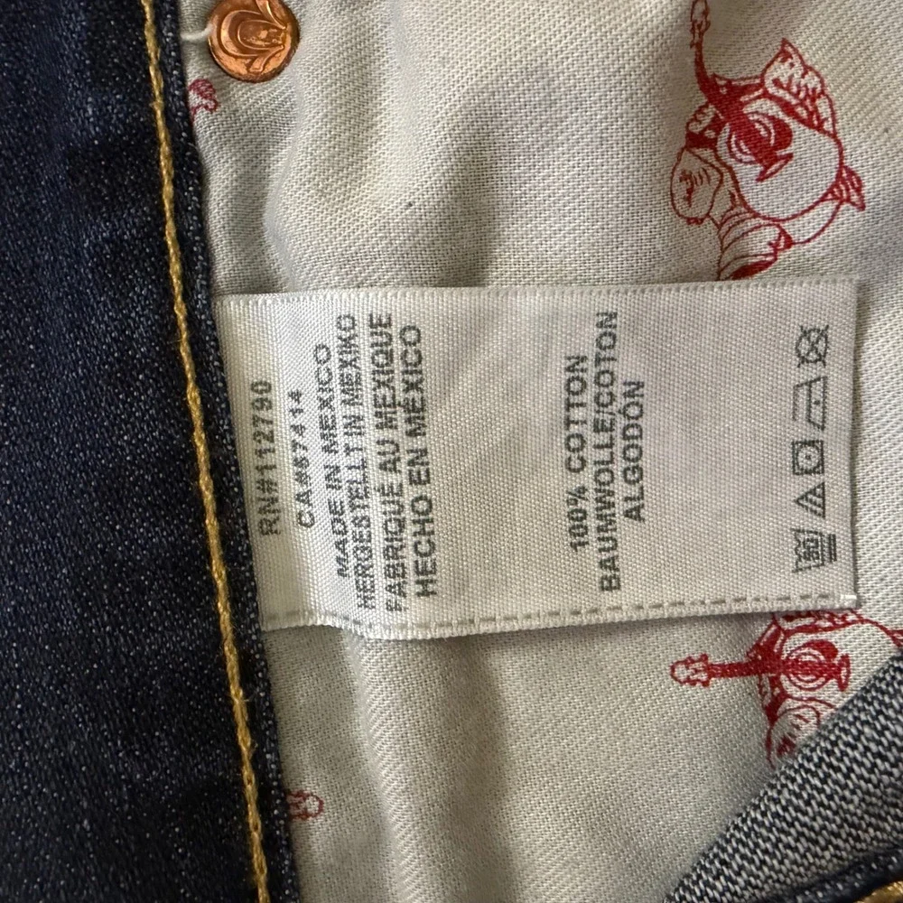 True Religion Section Slim Jeans Mens 38 Dark Wash Straight Leg Horseshoe Pocket